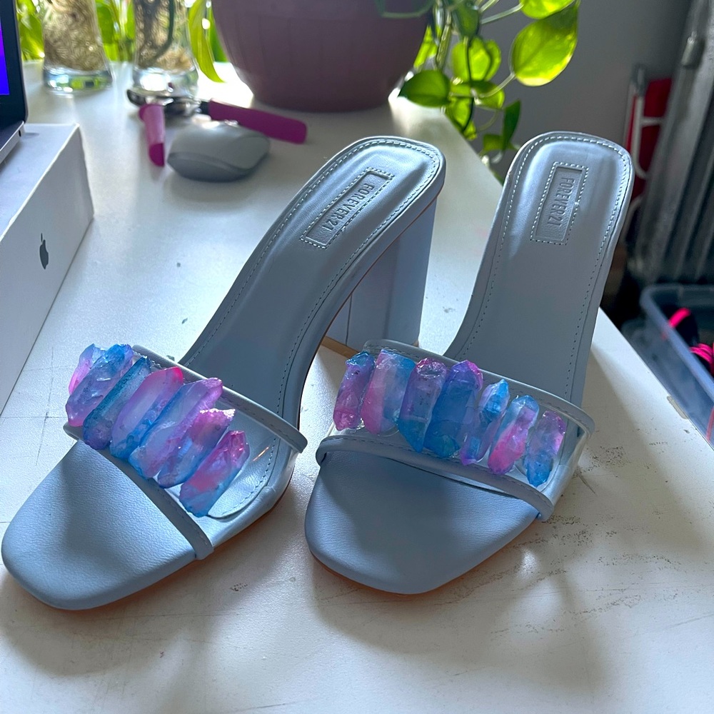 Unique Baby Blue Mules size 8